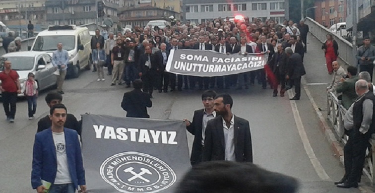 Zonguldak’ta maden mühendisleri Soma için yürüdü